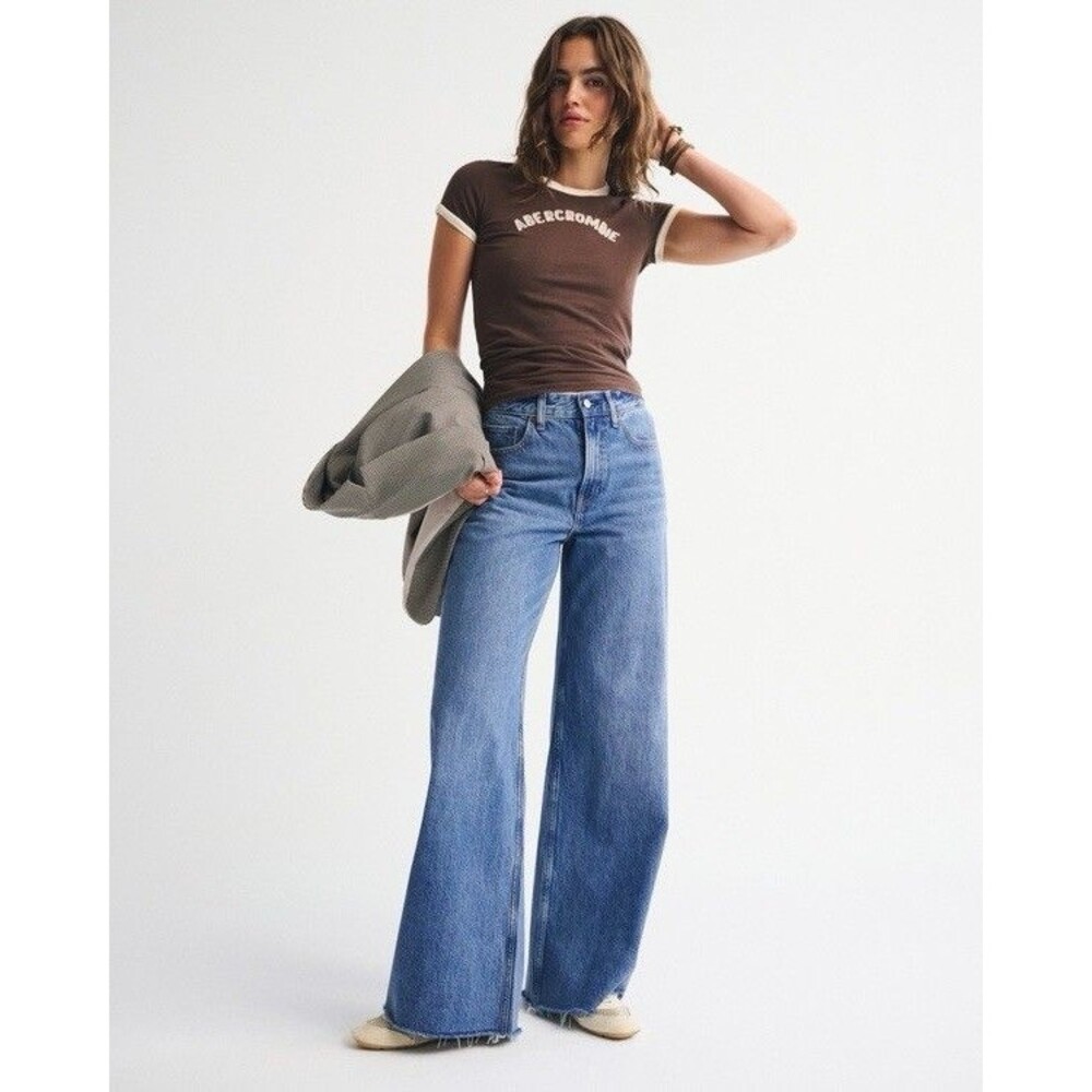 Abercrombie Fitch Jeans The Wide Leg High Rise Denim Jeans SZ 24 - Picture 3 of 16